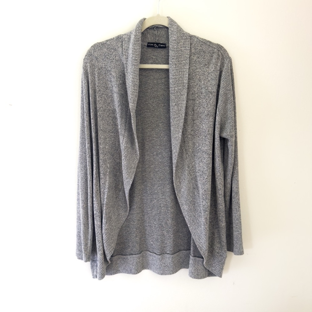 Kim & Cami Light Gray Open Cardigan - L